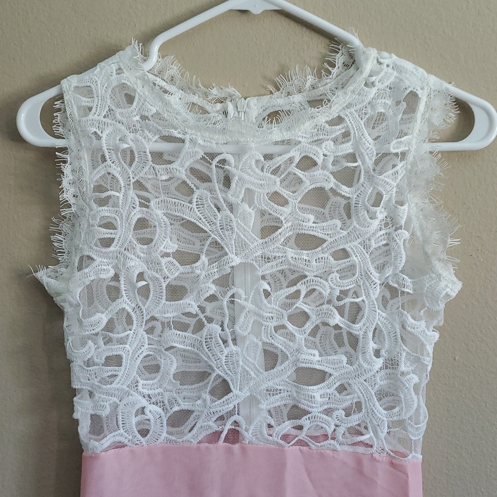 White lace and peach long summer dress